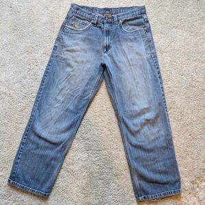 Y2K Distressed Rocawear Mens Jeans Blue Straight Leg Distressed Size 32x34